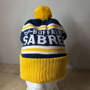 Buffalo Sabres Labatt Beanie Knit Winter Hat Pom Pom Blue Yellow Hockey Beer
